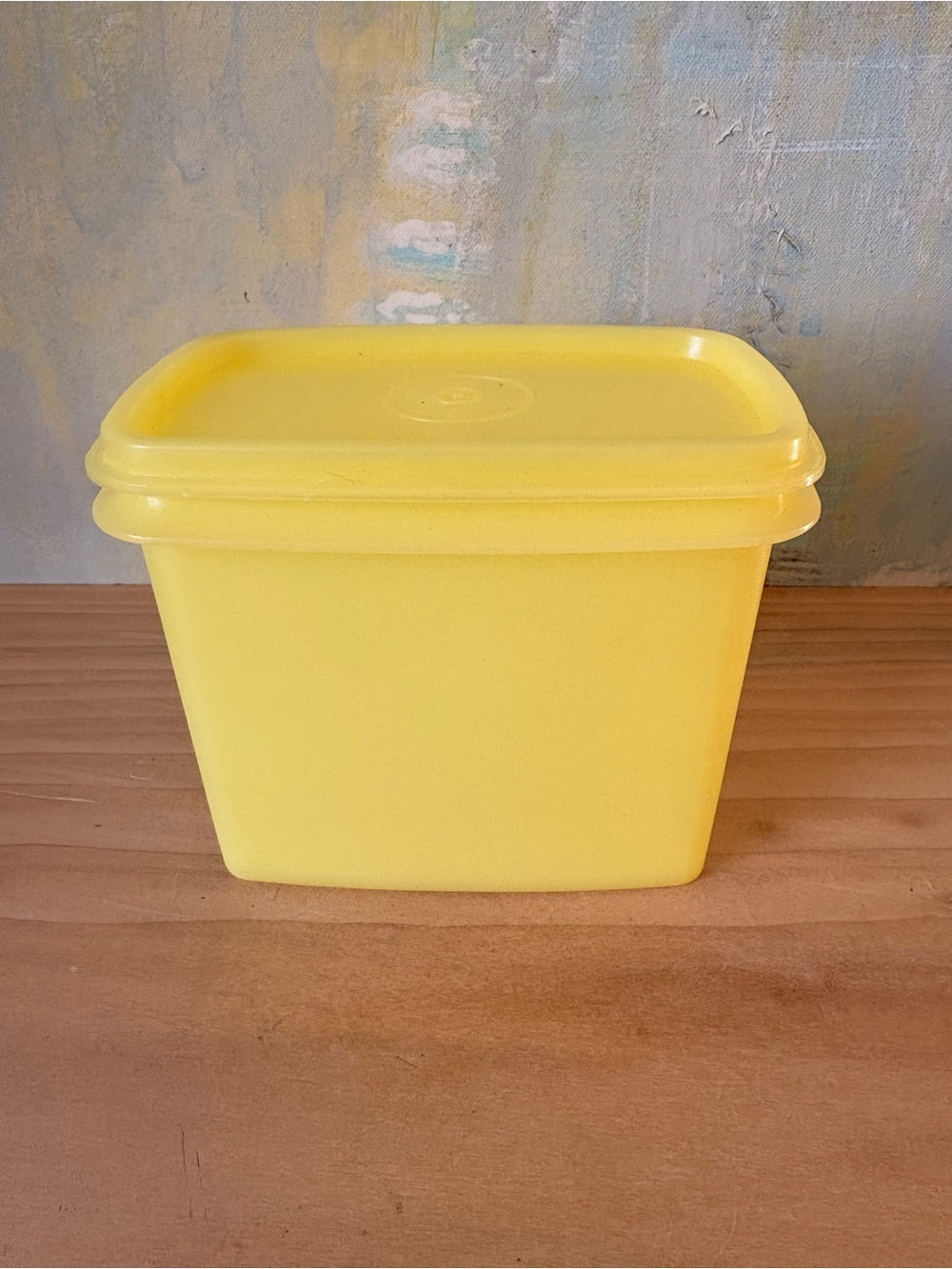 Vintage Tupperware Bright Yellow Plastic Storage Container with Snap Lid
